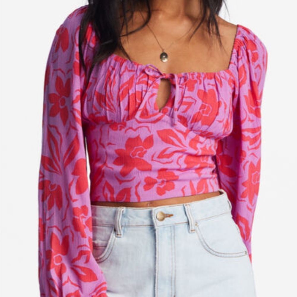 Billabong Pink and Red Floral Blouse